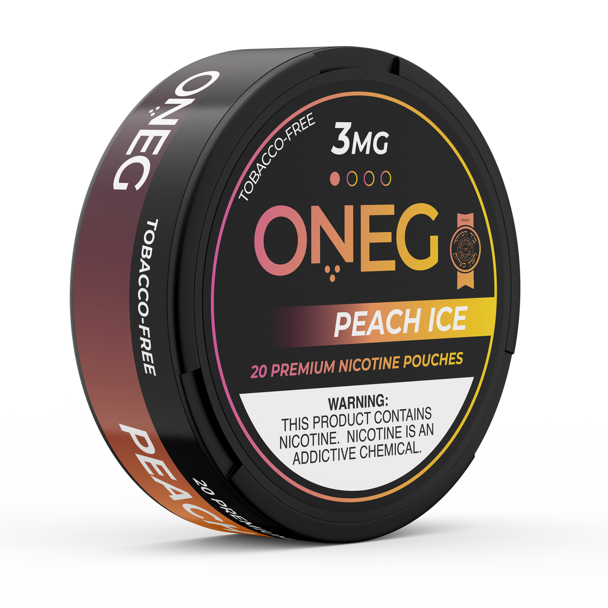 ONEG Peach Ice nicotine pouches can